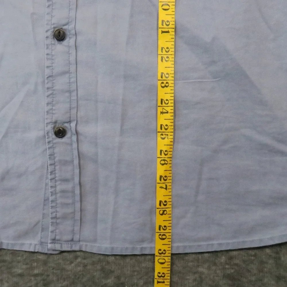 Roark Made to Fade Button Up Shirt L Blue Organic Cotton  Short Sleeve Coastal